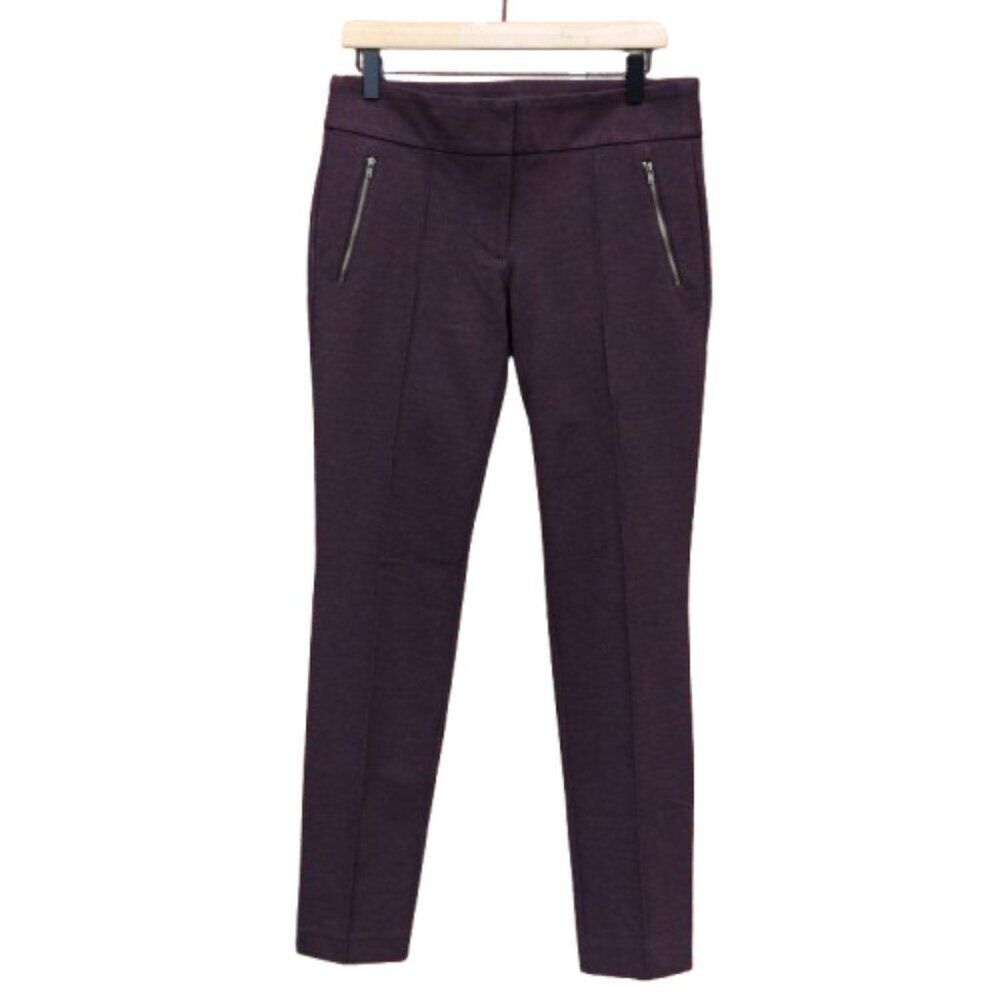 Loft Ponte Knit Dress Pants Womens Size 8 Tall Burgundy Purple Office Casual
